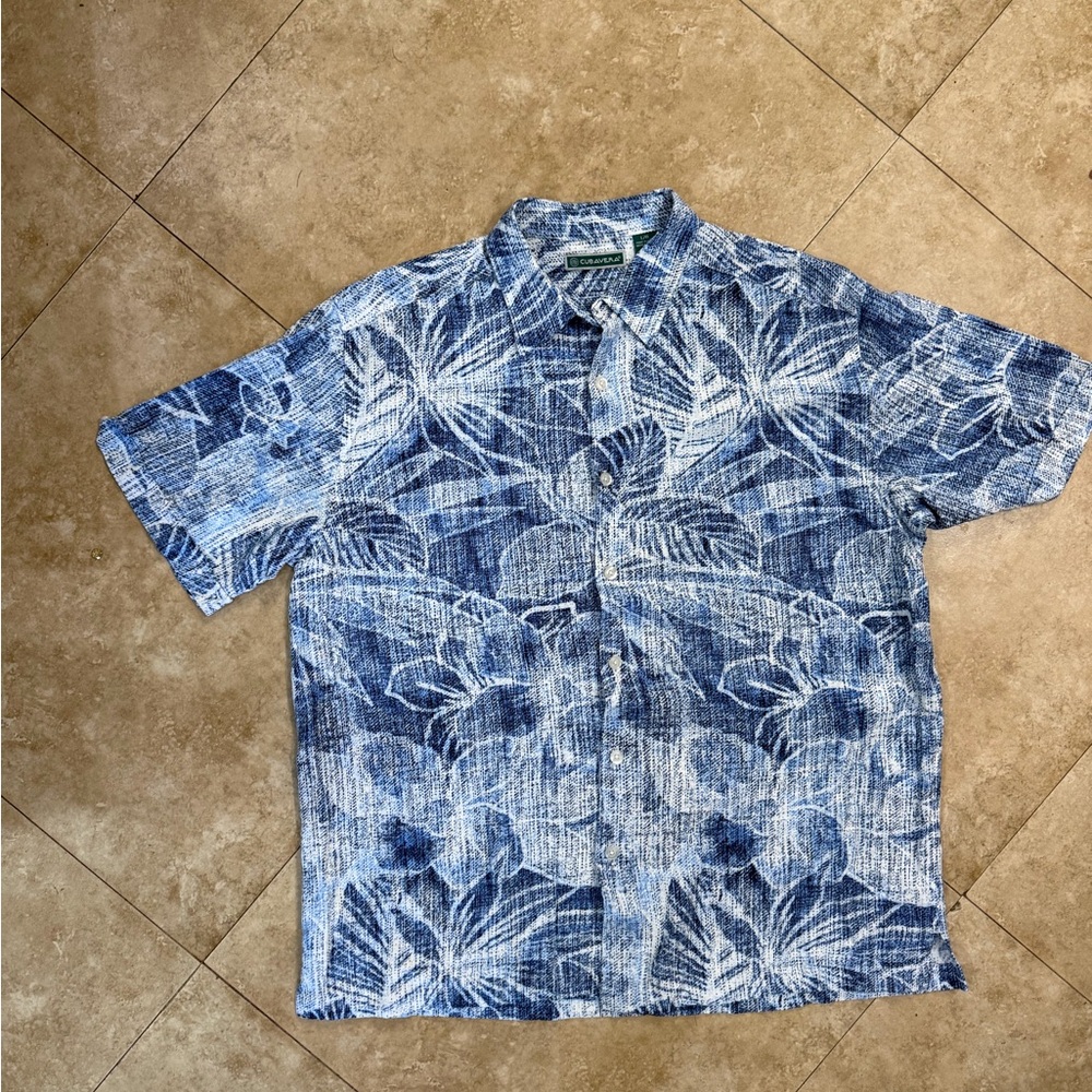 Cubavera Blue and White Floral Men's Shirt